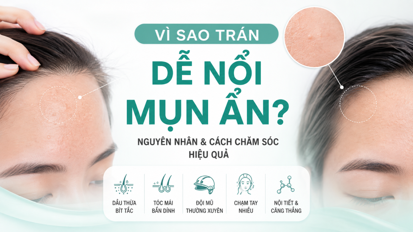 mụn ẩn trên trán