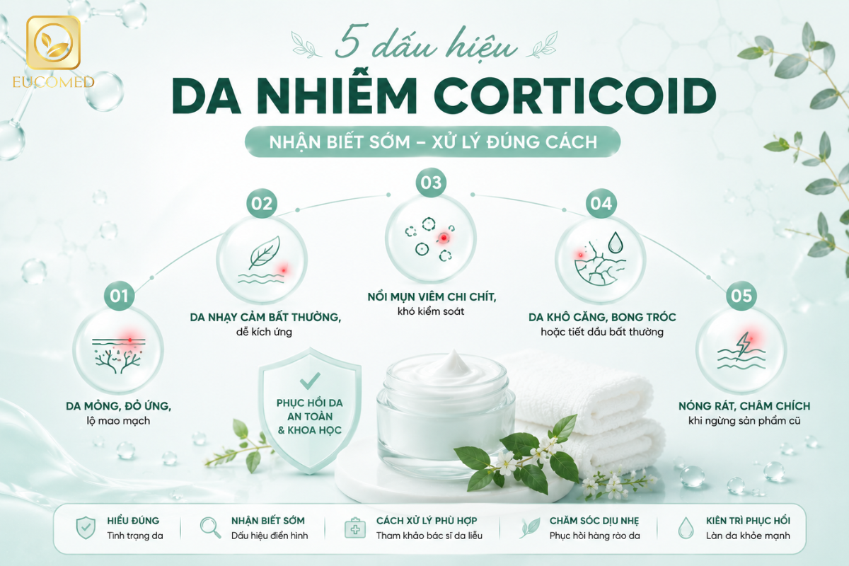 dẫu hiệu da nhiễm corticoid