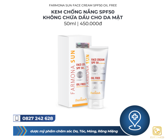 Farmona Sun Face Cream SPF50 Oil Free 50ml - Kem chống nắng SPF50 không chứa dầu cho da mặt