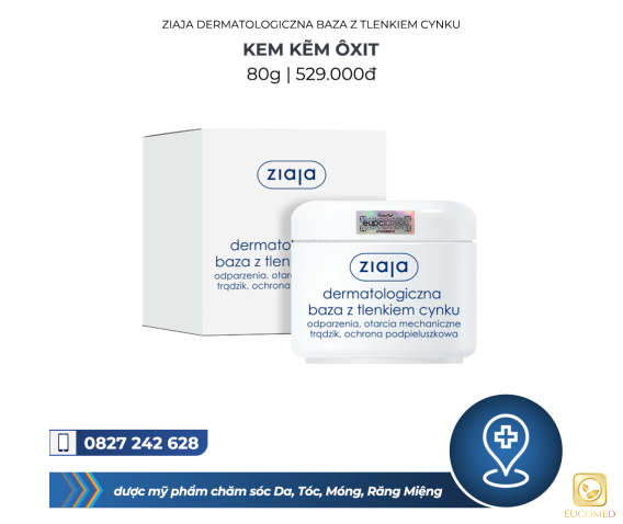 Ziaja Dermatologiczna Baza z Tlenkiem Cynku 80g - Kem Kẽm Ôxit