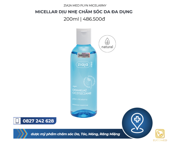 Ziaja Med Plyn Micelarny 200ml - Micellar dịu nhẹ chăm sóc da đa dụng