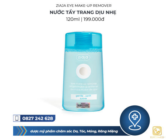 Ziaja Eye Make-up Remover 120ml - Nước tẩy trang dịu nhẹ