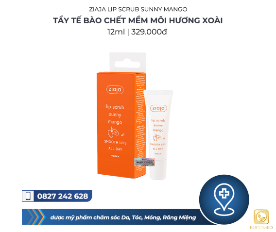 Ziaja Lip Scrub Sunny Mango 12ml - Tẩy tế bào chết mềm môi hương Xoài