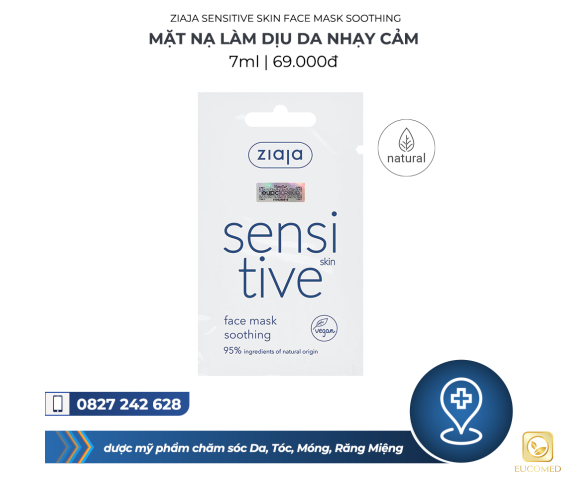 Ziaja Sensitive Skin Face Mask Soothing 7ml - Mặt nạ gel làm dịu, lành nhanh tổn thương