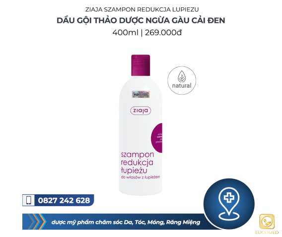 Ziaja Szampon Redukcja Lupiezu 400ml - Dầu gội thảo dược Ngừa gàu Cải đen