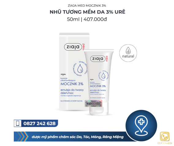 Ziaja Med Mocznik 3% 50ml - Nhũ tương Mềm da 3% Urê