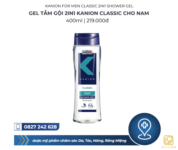Kanion For Men Classic 2in1 Shower Gel 400ml - Gel tắm gội 2in1 Kanion Classic cho nam