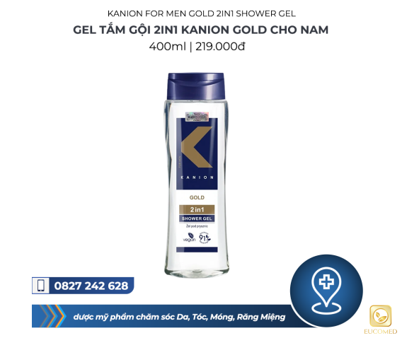 Kanion For Men Gold 2in1 Shower Gel 400ml - Gel tắm gội 2in1 Kanion Gold cho nam