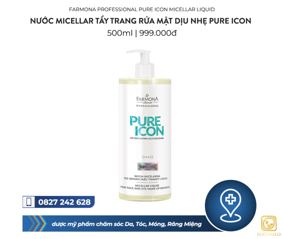 Farmona Professional Pure Icon Micellar Liquid 500ml - Nước Micellar tẩy trang rửa mặt dịu nhẹ Pure Icon