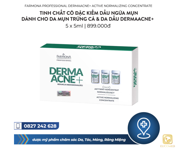 Farmona Professional Dermaacne+ Active Normalizing Concentrate 5x5ml - Tinh chất cô đặc kiềm dầu ngừa mụn dành cho da mụn Trứng cá & da dầu Dermaacne+