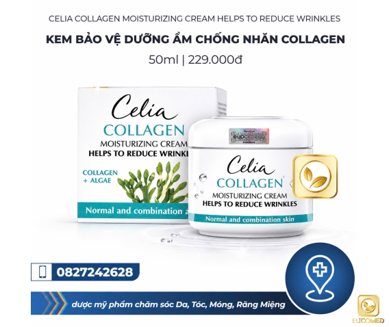 Celia Collagen Moisturizing Cream Helps To Reduce Wrinkles 50ml - Kem Bảo vệ Dưỡng ẩm chống nhăn Collagen