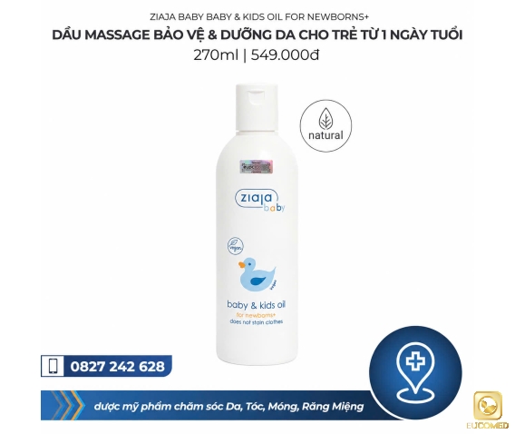 Ziaja Baby Baby & Kids Oil For Newborns+ 270ml - Dầu Massage Bảo vệ & Dưỡng da cho Trẻ Từ 1 Ngày Tuổi