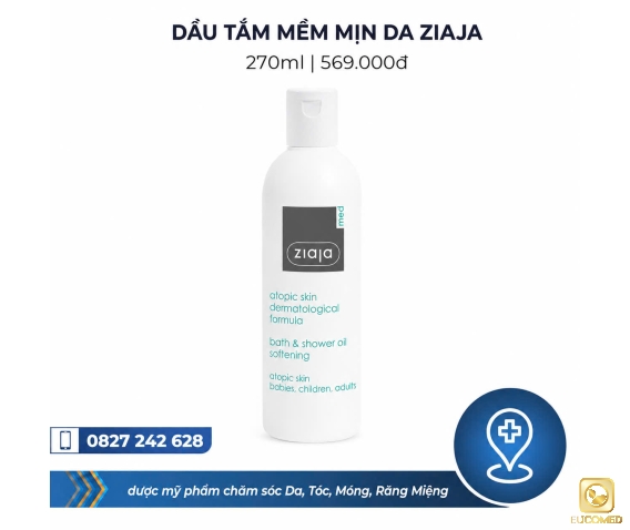 Ziaja Med Atopic Skin Dermatological Formula Bath & Shower Oil Softening 270ml - Dầu tắm Mềm mịn da