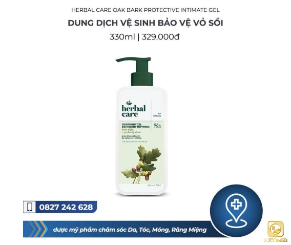 Herbal Care Oak Bark Protective Intimate Gel 330ml - Dung dịch vệ sinh Bảo vệ Vỏ Sồi