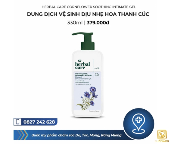 Herbal Care Cornflower soothing intimate gel 330ml - Dung dịch vệ sinh Dịu nhẹ Hoa Thanh Cúc