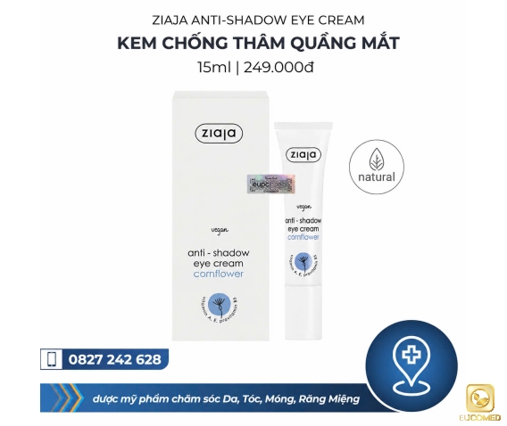 Ziaja Anti-shadow Eye Cream 15ml - Kem chống thâm quầng mắt