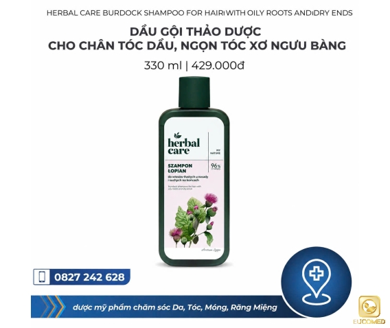 Herbal Care Burdock Shampoo For Hair With Oily Roots And Dry Ends 330ml - Dầu gội Thảo dược cân bằng cho tóc dầu gốc, xơ ngọn Ngưu Bàng