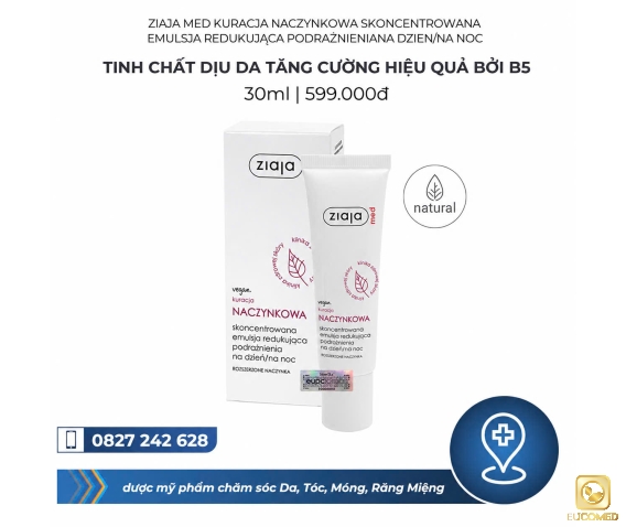 Ziaja Med Kuracja  Naczynkowa  Skoncentrowana  Emulsja Redukujaca  Podraznienia Na  Dzien/Na Noc 30ml -  Tinh chất dịu da tăng  cường hiệu quả bởi  B5