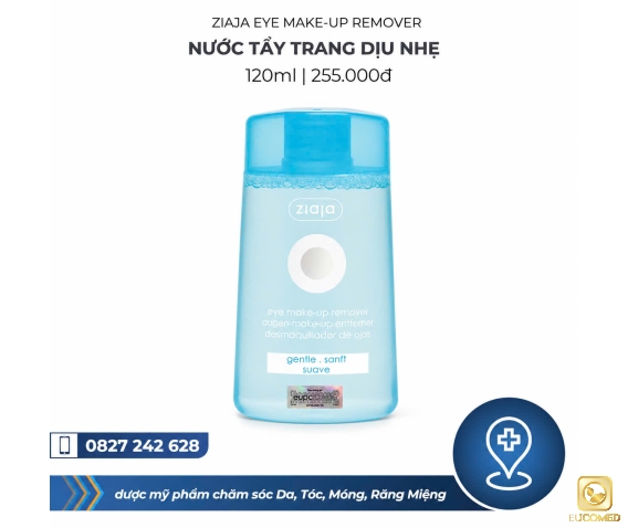 Ziaja Eye Make-up Remover 120ml - Nước tẩy trang dịu nhẹ