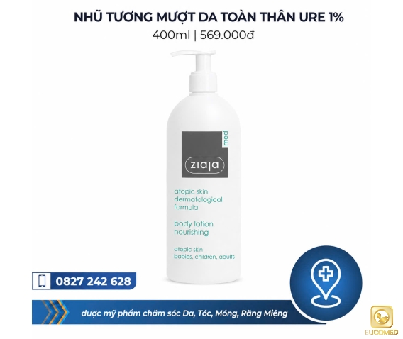 Ziaja Med Atopic Skin Dermatological Formula Body Lotion Nourishing 400ml - Nhũ tương Mượt da toàn thân 1% Urê