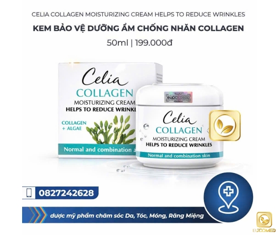 Celia Collagen Moisturizing Cream Helps To Reduce Wrinkles 50ml - Kem Bảo vệ Dưỡng ẩm chống nhăn Collagen