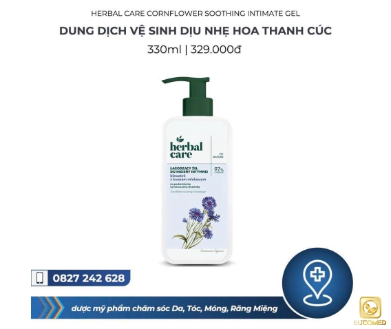 Herbal Care Cornflower soothing intimate gel 330ml - Dung dịch vệ sinh Dịu nhẹ Hoa Thanh Cúc